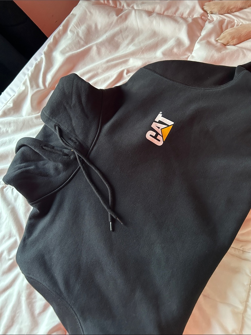 Caterpillar Black Hoodie with White/Yellow Logo